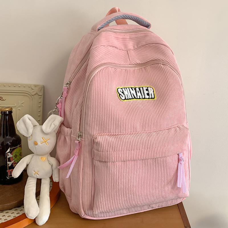School bag Elementary school girl Junior high school student Corduroy backpack High school student college student backpack