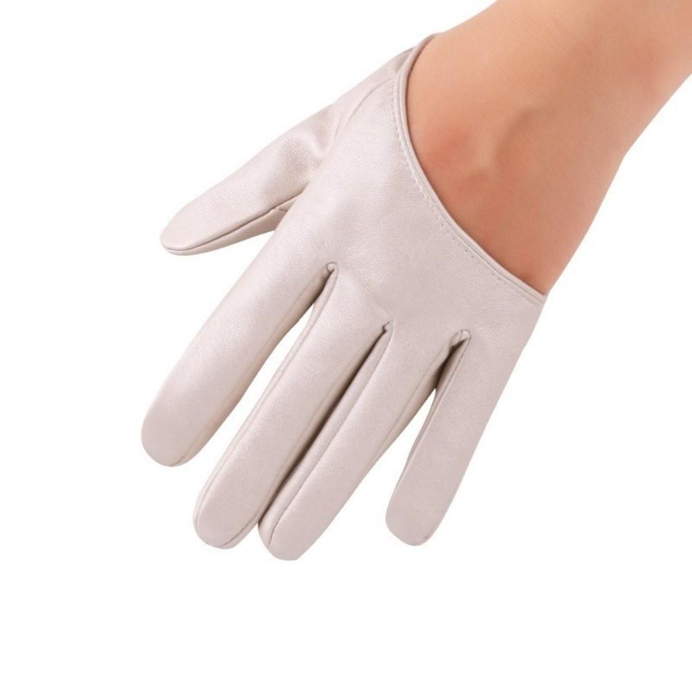 PU-Leder Halbfingerhandschuhe Fingerlose Lacklederhandschuhe Persönlichkeit Fünf-Finger-Fäustlinge Damen