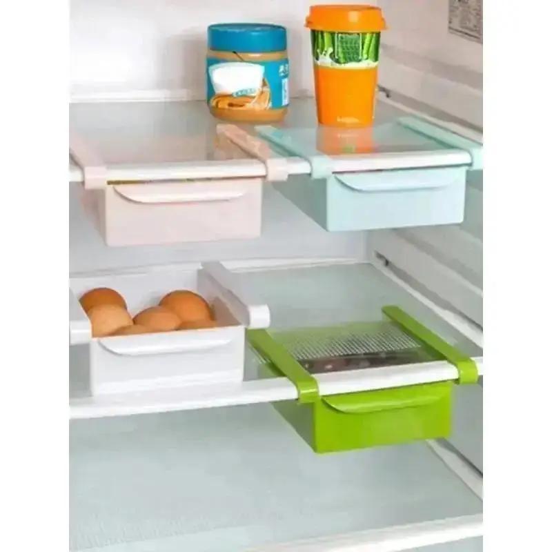 1Pcs Slide Kitchen Refrigerator Storage Box Food Container Fridge Freezer Space Saver Organizer Storage Rack Shelf Holder