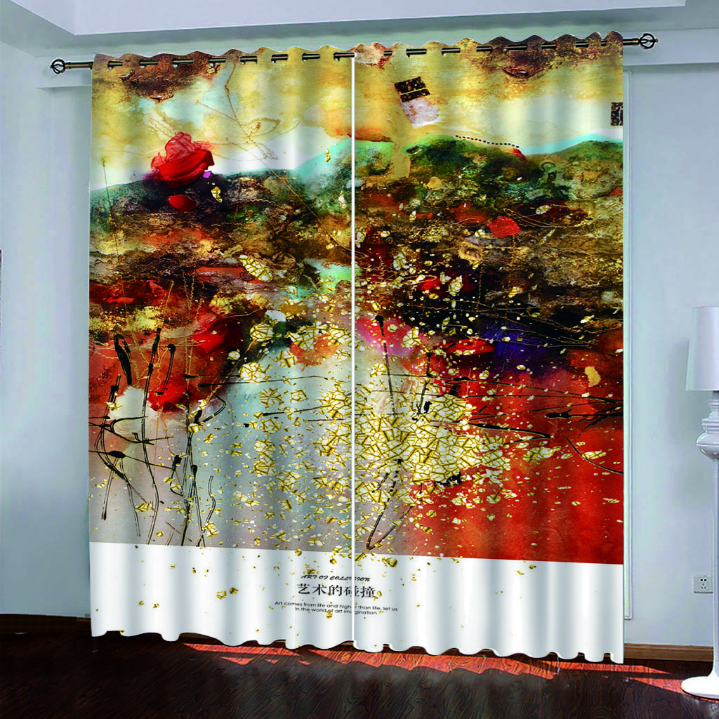 HUANZHUANG Curtain for Kids Room Multicoloured and Gorgeous Print Bedroom Set, Curtains for Living Room Window Treatment Drapes