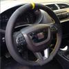 Hand-stitch Black Leather Suede Car Steering Wheel Cover Interior for SEAT Leon Alhambra Toledo Altea 2009-2012 Car Accessories