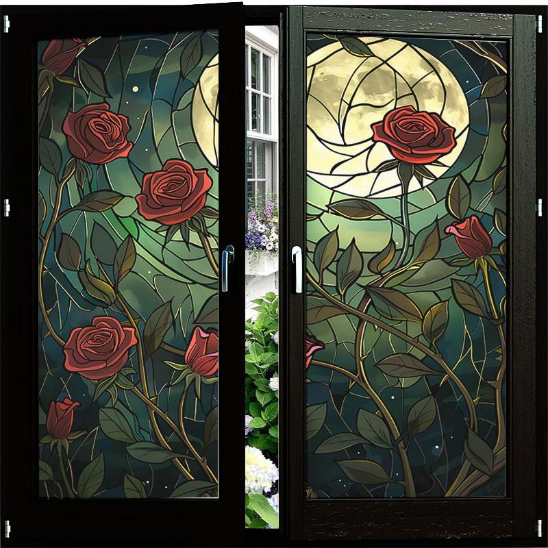 Bunte europäische Vintage Buntglas Kirchenfolie Heim- und Bürofenster Sichtschutzfolie PVC Selbstklebende Aufkleber