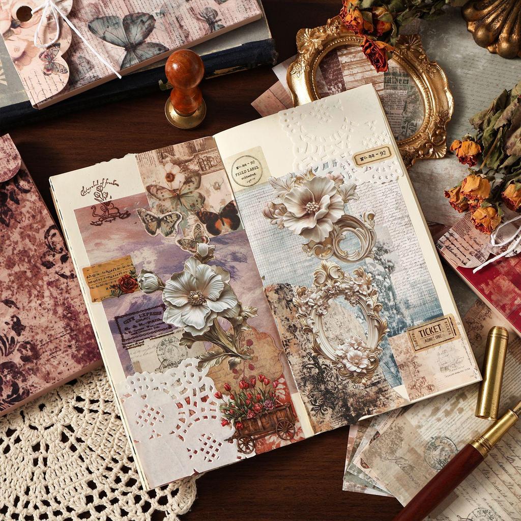 Dark Shadow Retro Imprint Series: 30 Sheets of Textured Aged Theme Paper
