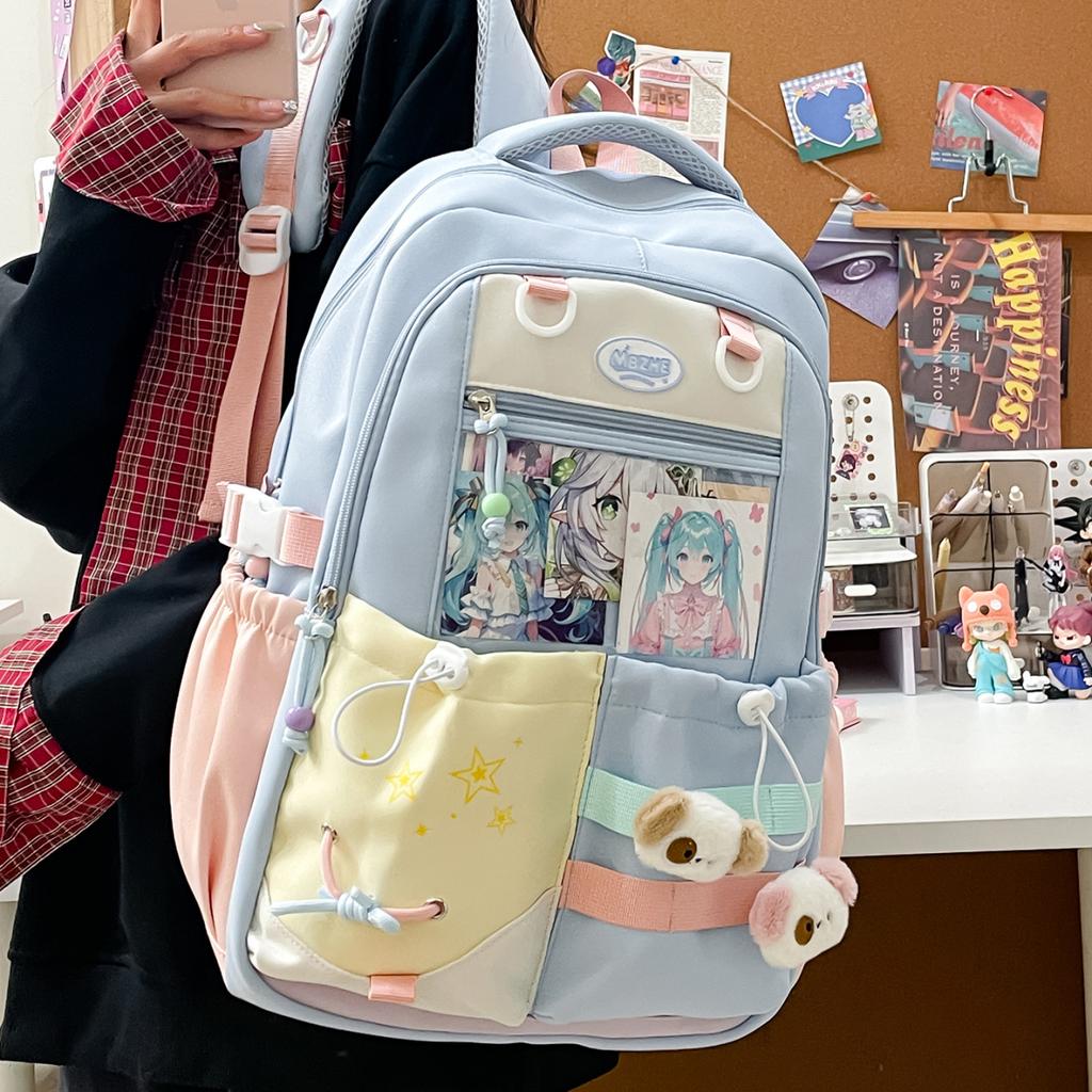 Cute girl heart student school bag junior high and high school Japanese system transparent bar pain bag ins fresh sweet campus backpack