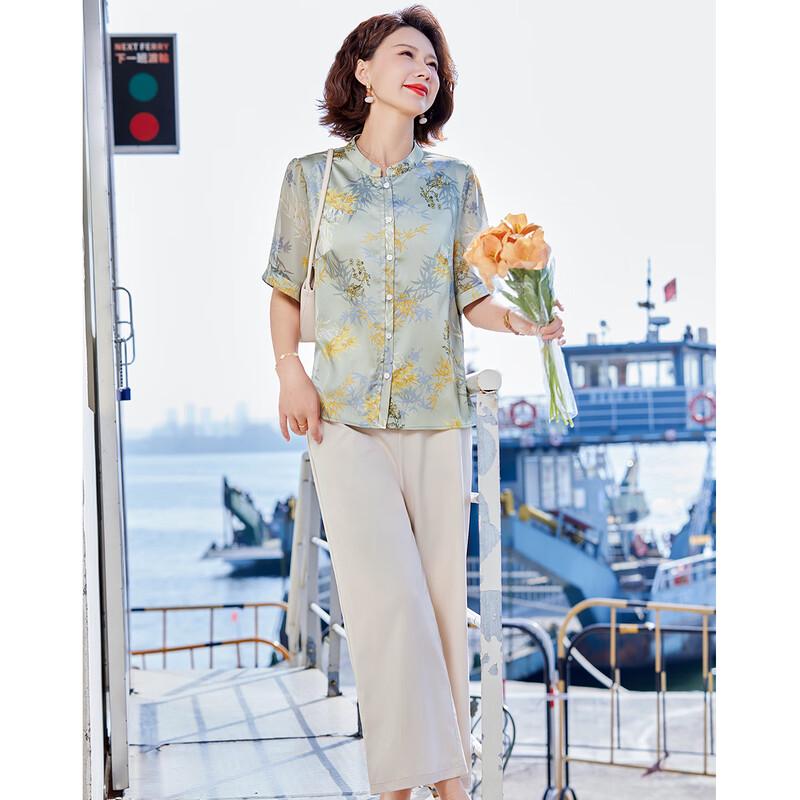 Pastor Mom's Summer Chinese Style Printed Top & Pants Set