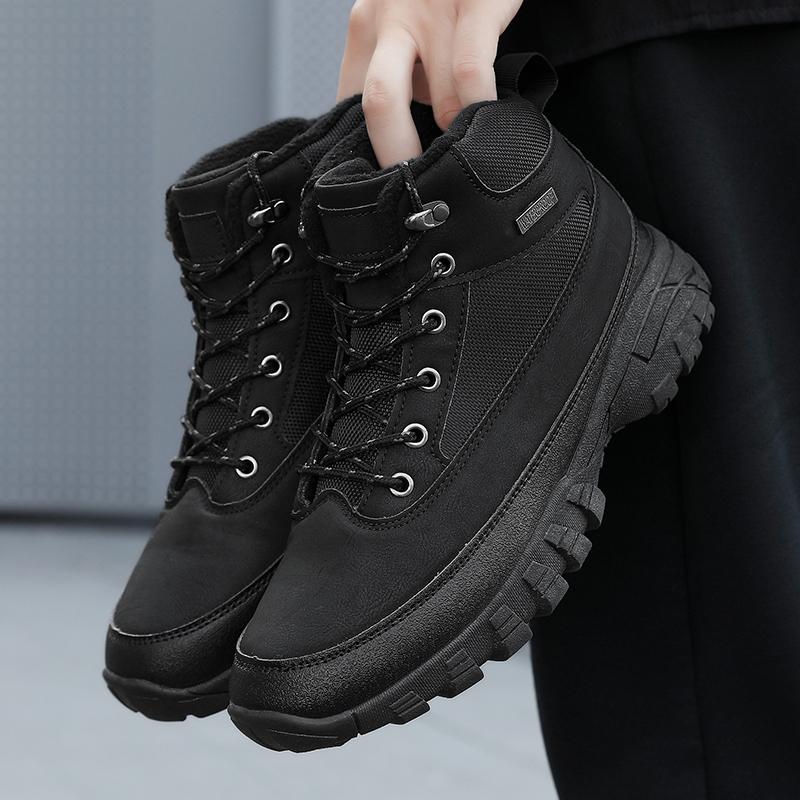 TUINANLE Men's High Top Casual Hiking Shoes - Autumn/Winter Wear-Resistant Trendy Sports Footwear Plush Boots