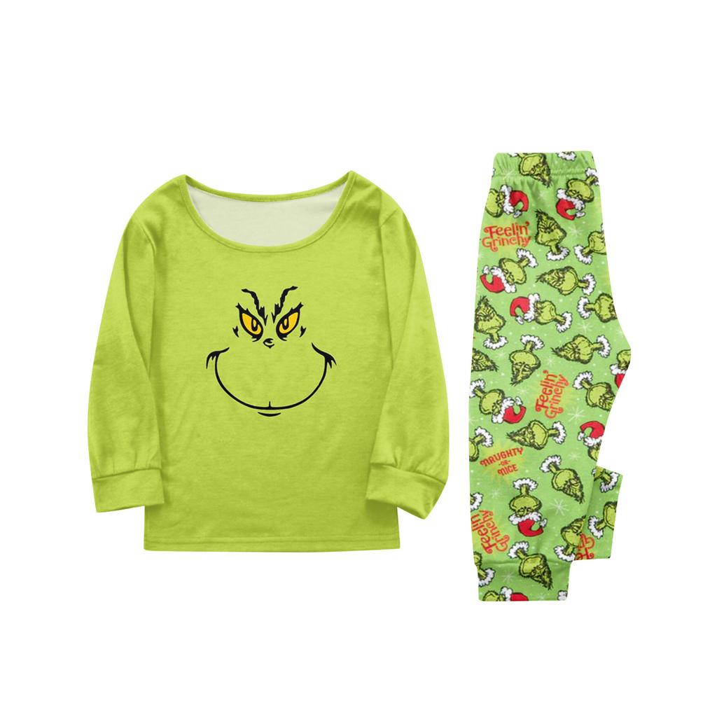 Christmas Print Cute Family Set Pajamas, Home Clothes, Family Set Long Sleeve Top Pants Set