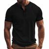 Mens Casual Breathable Loose Short Sleeve Henley Summer T Shirt