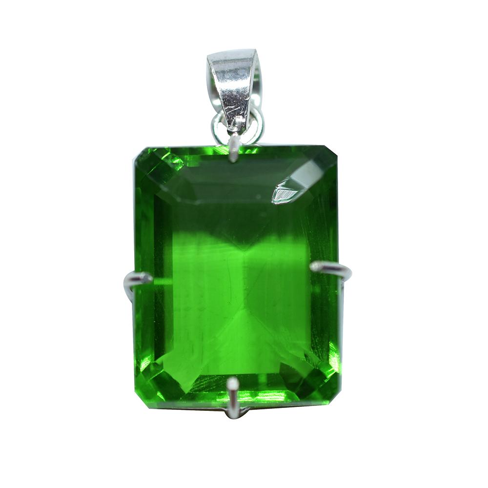 

112.3 Ct Lab-Created Peridot Pendant 925 Sterling Silver Gem Tested Quality KH-13 29.6 mm approx зелений