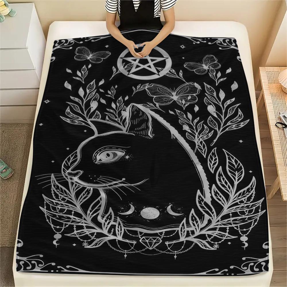 

1PC Sun and Moon Print Flannel Blanket, High quality All Seasons, Home Decor, Warmth and Comfort, Perfect for Christmas Gifts 80cm x 120cm