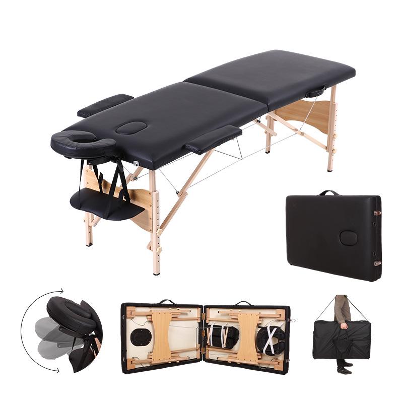 20% Off Portable Black Wooden Folding Massage Bed – Exclusive Cross-Border E-Commerce Promotion