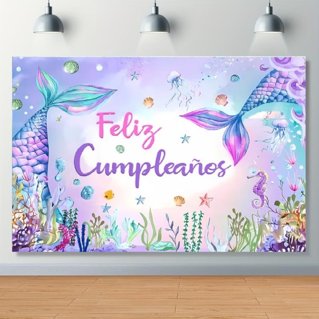 Mermaid Backdrop Girls Princess Birthday Party Decoration Background Under The Sea Photography Supplies Kids Baby Shower Banner