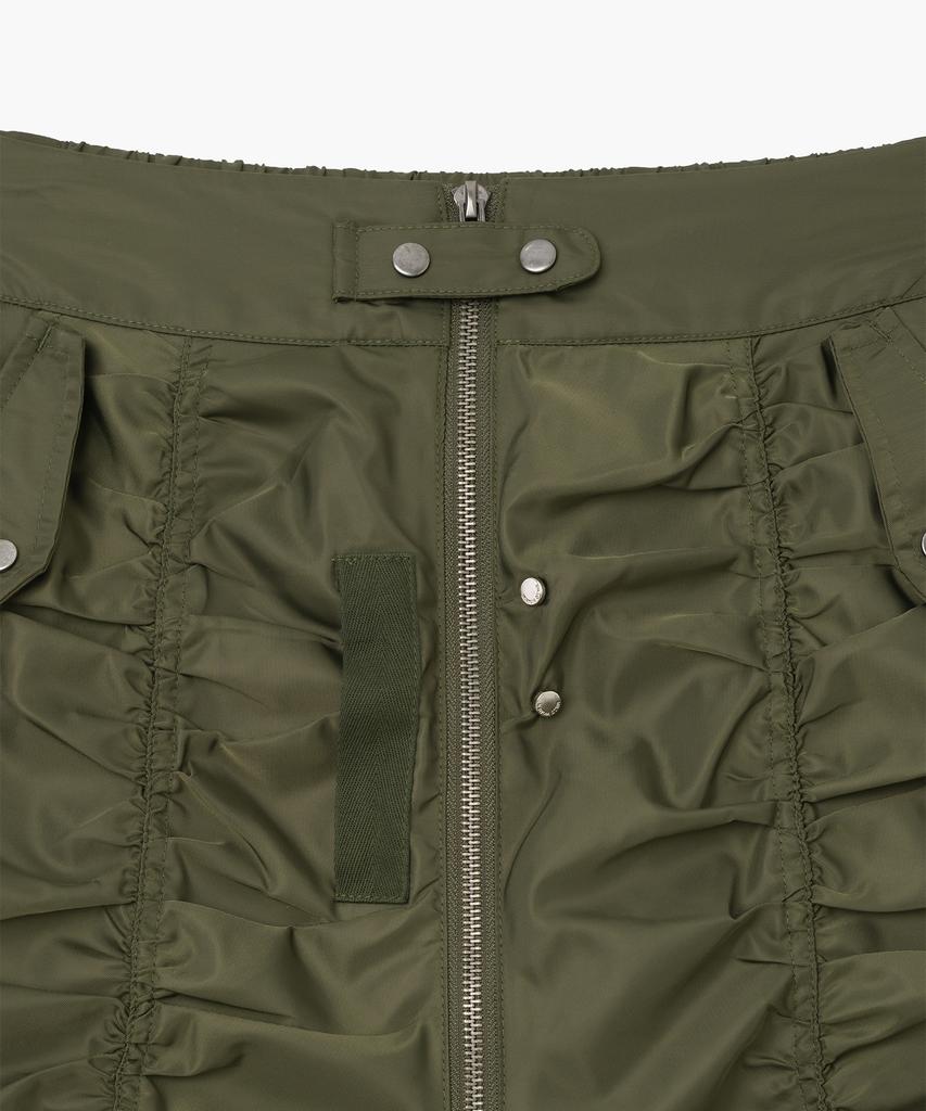 Milo Woman Utility Shirred Zipper Skirt [Khaki]