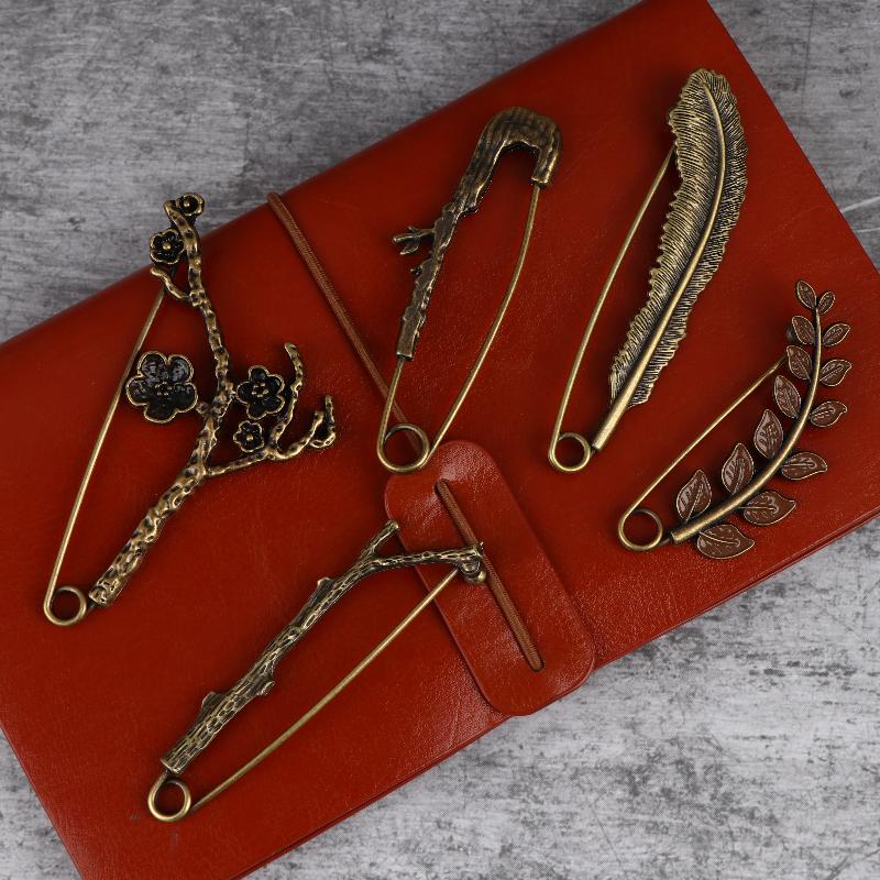 Large Brooches Twig Feather Decoration Vintage Bronze Brooch Sweater Scarf Buckle Cardigan Suit Big Pin
