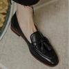 Leather Shoes Women's Spring 2025 New Retro Temperament Flat-bottomed British One-pedal Versatile Fashion Loafers Single Shoes