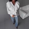 V Neck Ruffled Loose Women Shirt Fashion Long Sleeve Casual Blouse Sweet Office Tops Simple Spring Autumn Elegant Clothing