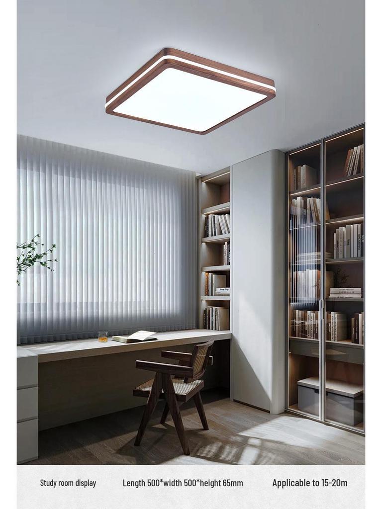 Solid Wood North American Walnut Ceiling Lamp with Full Spectrum Eye Protection for Living Room and Bedroom