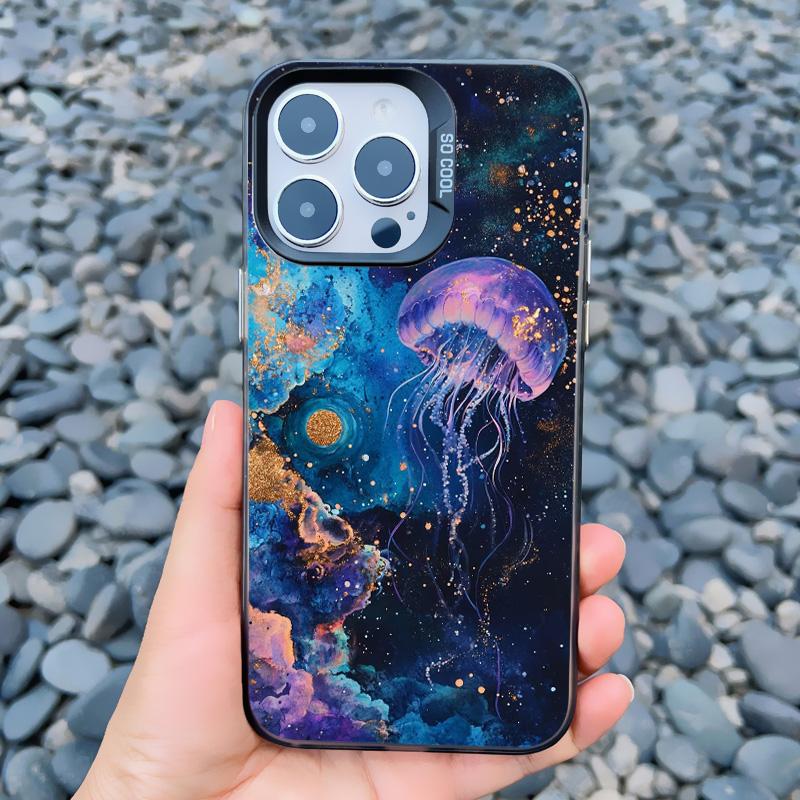Marine Creature Jellyfish Phone Case For iPhone 16 15 Pro Max Plus 14 13 Mini 12 11 Pro Max Shockproof Laser Back Cover Fundas