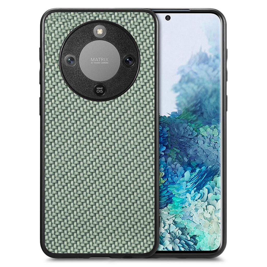 Phone Case For Honor Magic8 Lite 5G / X9d 5G / X70 5G Carbon Fiber Texture PU Leather + PC + TPU Cover