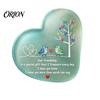 Decorative Ornament for Bedside Table Heart Shape Acrylic Friendship with Engraved Verse & Bird Tree, Desktop Meaningful Presents Colleague Art Decor