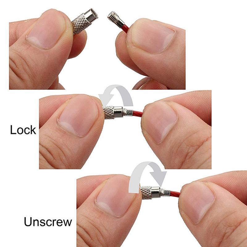5PCS/Pack Key Hanging Circle Stainless Steel Wire Screw Locking Keychains Keychain Ring 6 Color Available Travel Luggage Tag ZYF