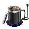 Self Heating Coffee Mug Warmer 12oz Smart Constant Temperature Mug USB Rechargeable Heated Coffee Mug with Lid for Travel/Office