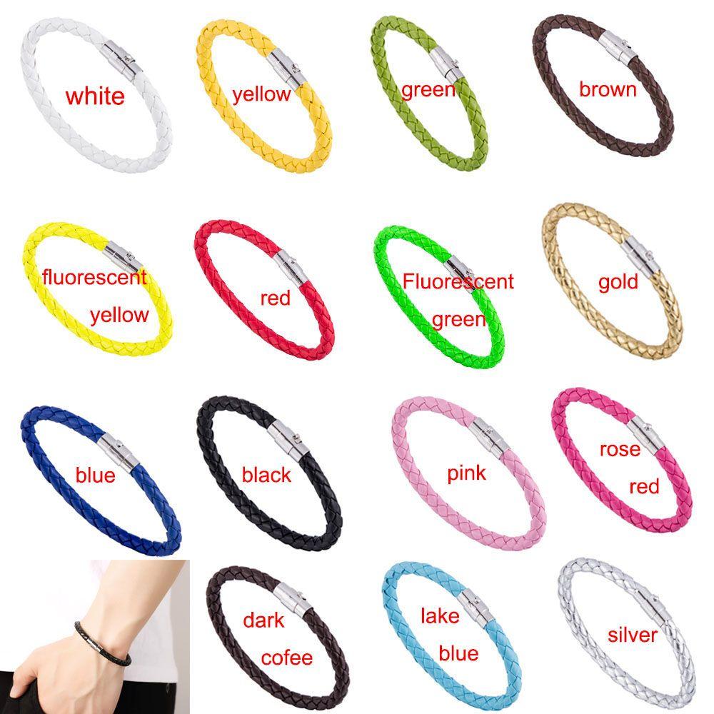 Trendy 1 Piece Women Men PU Leather Braided Fashion Accessories Magnetic Clasp Jewelry Bracelet