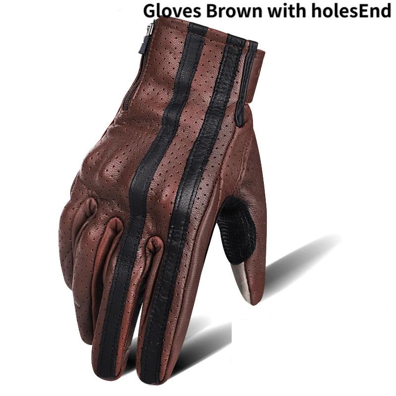 

Мотоциклетное снаряжение Кожаные винтажные перчатки для мотоциклистов с закрытыми пальцами Ветрозащитные летние дышащие кожаные перчатки со встроенной защитой L