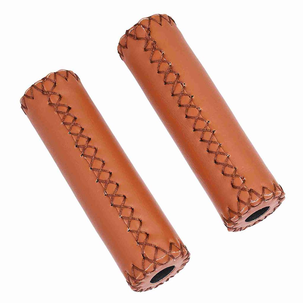 1 Paar Dreifarbige Retro Kunstleder Fahrradlenkergriffe Fahrradlenker Abdeckung Griffe
