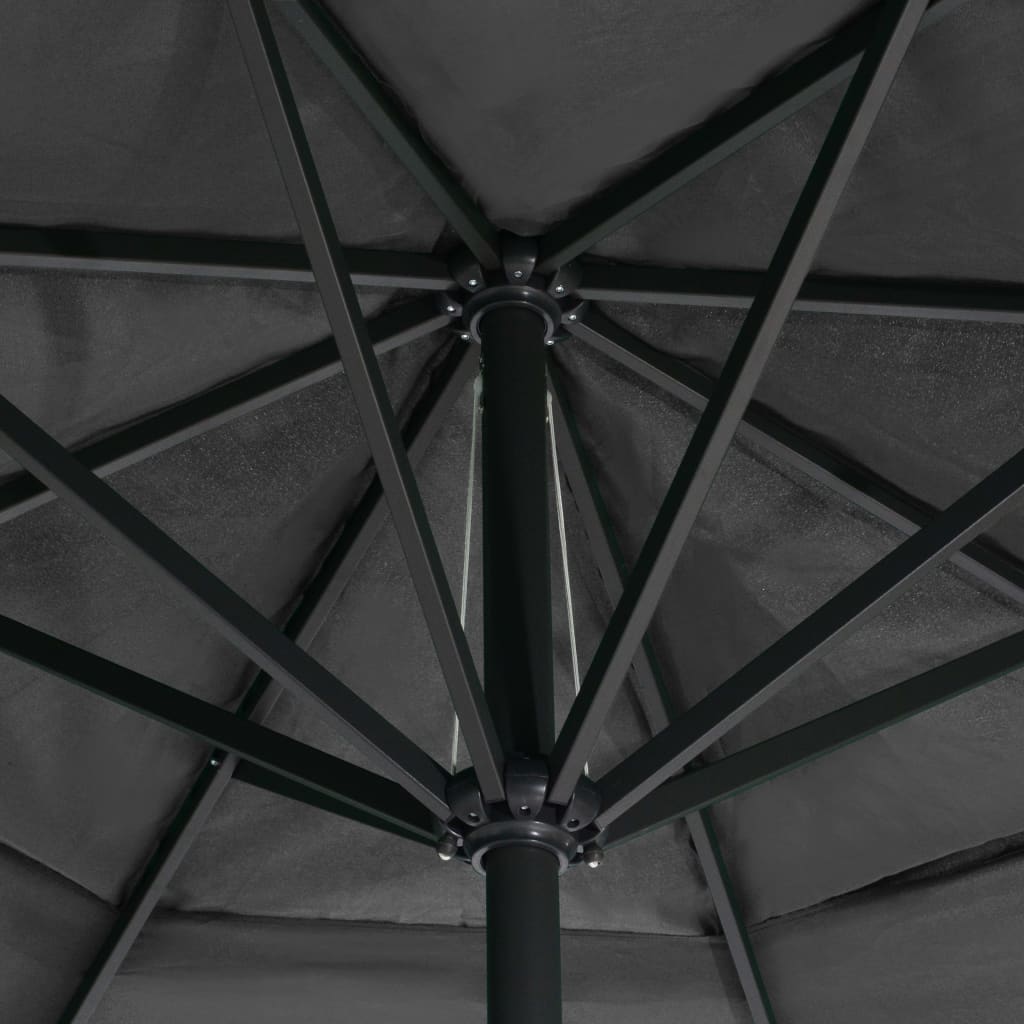 600 Cm Anthracite Garden Umbrella with Aluminum Pole