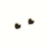 Elegant Black Heart Stud Earrings with Sparkling Rhinestones Zinc Alloy, Perfect for Everyday & Party Wear