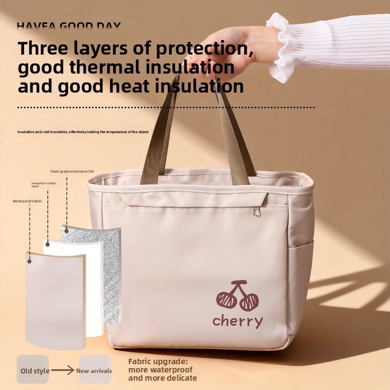 Lunch Box Insulated Bag, Hand-held Insulated Lunch Box Bag, Thickened Insulated Bento Bag, Student Large-capacity Aluminum Foil Bag with Rice Bag