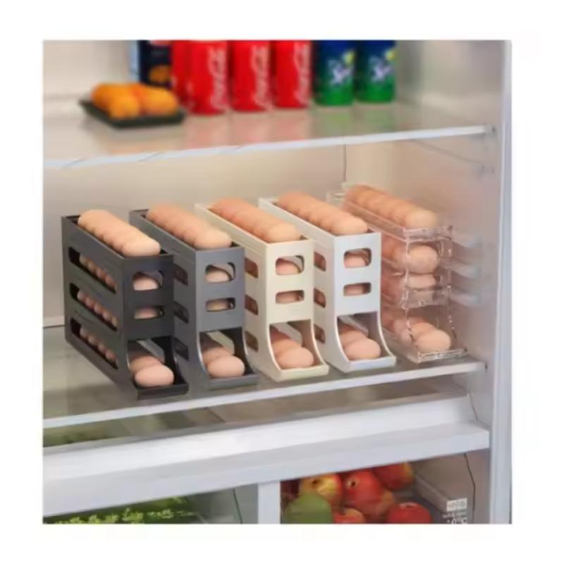 Eggs Holder for Fridge,4 Tiers Auto Rolling Fridge Egg Organizer,Space-Saving Egg Dispenser Holder,Holds 30 Eggs,Kitchen