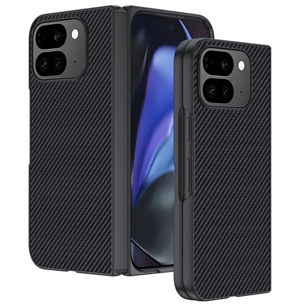 For Google Pixel 10 Pro Fold Case Carbon Fiber Texture Leather + PC Anti-Drop Folding Phone Cover
