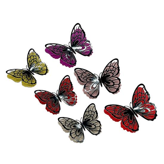 

6 Pcs 3D Butterfly Wall Decor Double Layer Wings Butterfly Decorations Removable Glitter Metallic Hollow Room Mural Art for Bedroom Living Room Party
