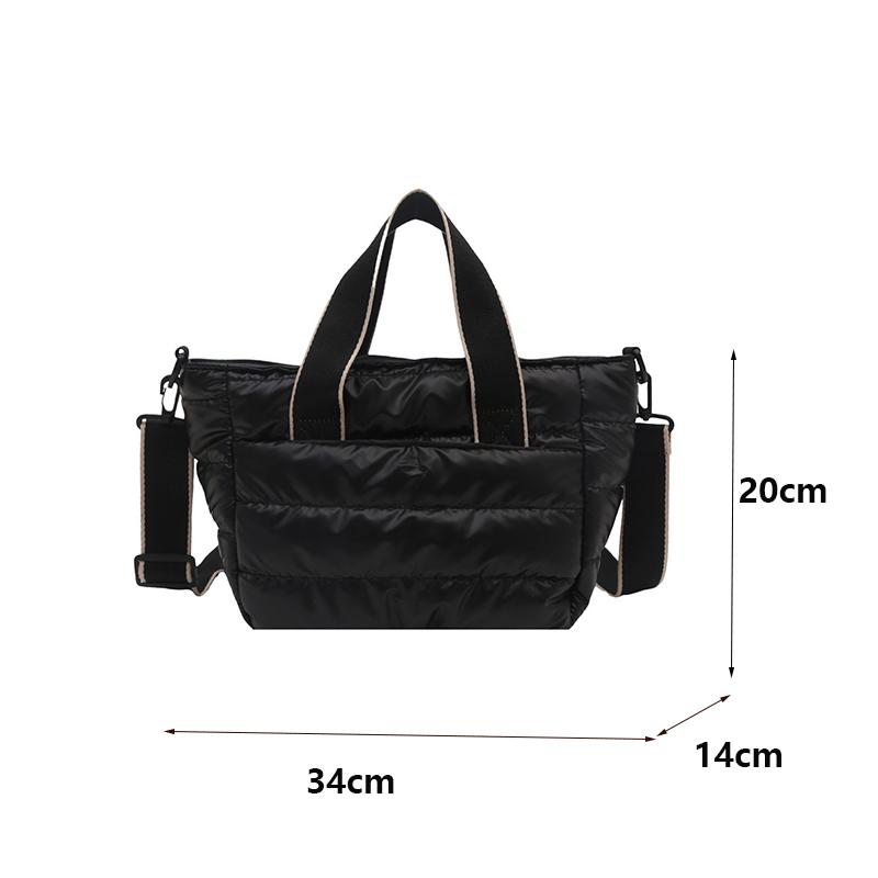 Quilted Shoulder Bag Nylon Down Padded Ladies Messenger Bag Fashion Casual Large Capacity Handbags for Winter Female Tote
