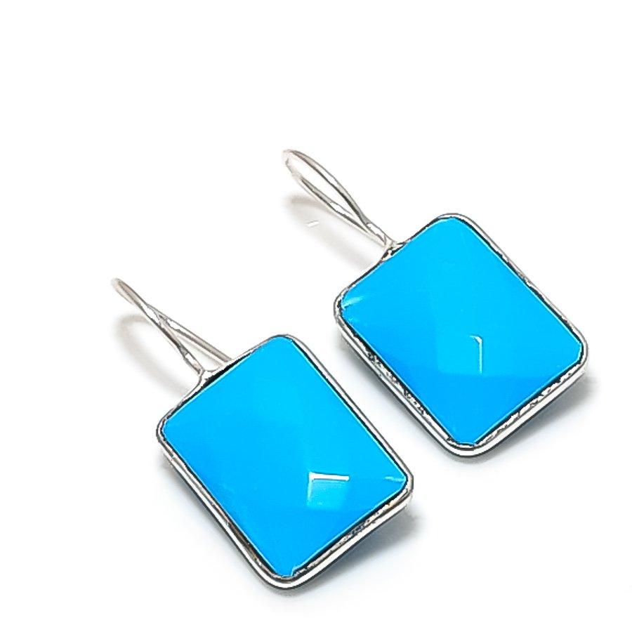 Arizona Turquoise Gemstone 925 Sterling Silver Jewelry Earring 1.18" KJ-887