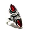 Garnet Gemstone Adjustable 925 Sterling Silver Ring - Fits US Sizes 6 to 10 - Handmade Boho Jewelry for Women & Men, Valentine Gifts