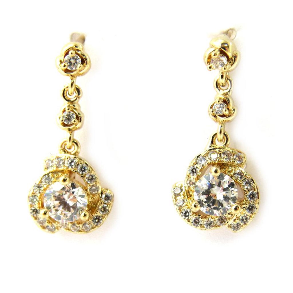 

Les Trésors De Lily [M8752] - Позолоченные серьги Sissi белое золото - 18x8 мм