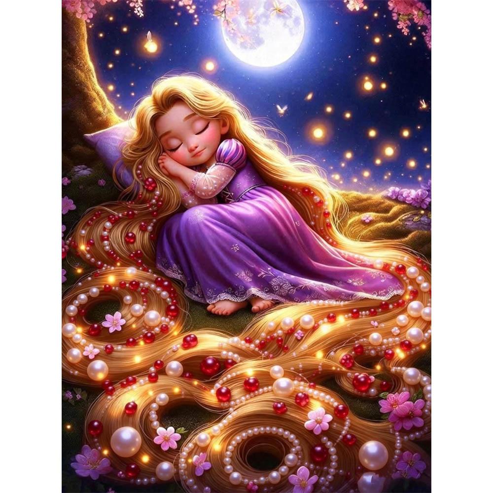 

The Handmade Pearl Collage and Pearl Embroidery Artworks of The Princesses From DisneyTangled Are Both Gifts and Home Decorations 35x45cm