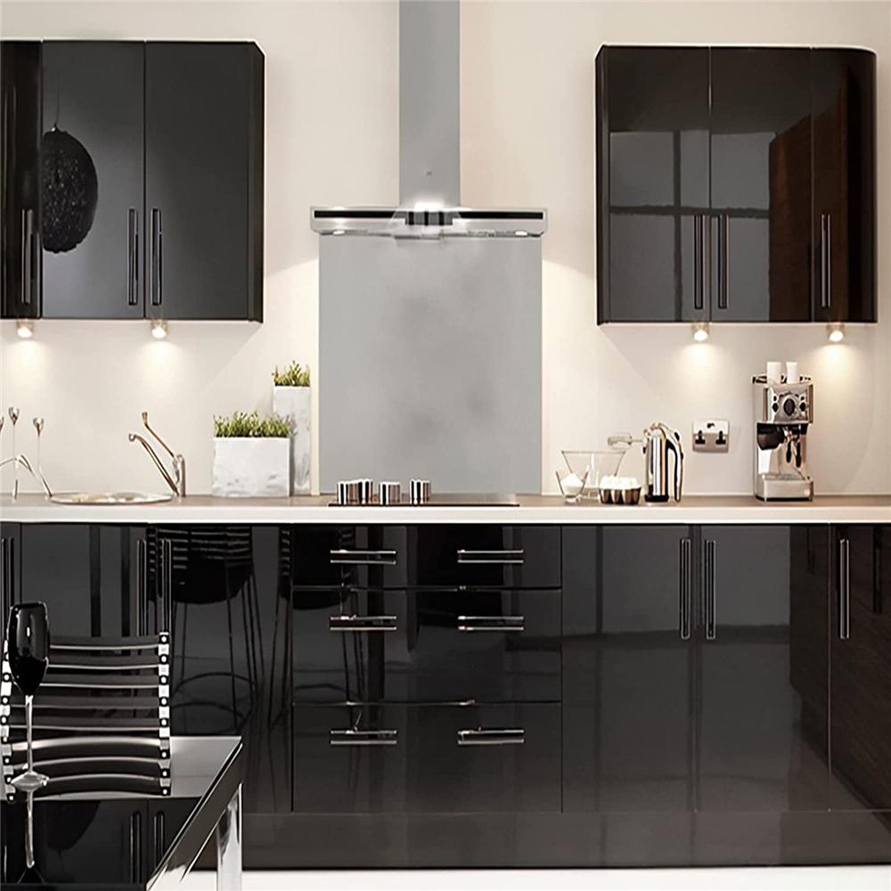 Lesklá černá vinylová tapeta na stěny ve voděodolných samolepkách na zeď do koupelny, na stůl, do kuchyně, lepicí samolepka na nábytek, dekor