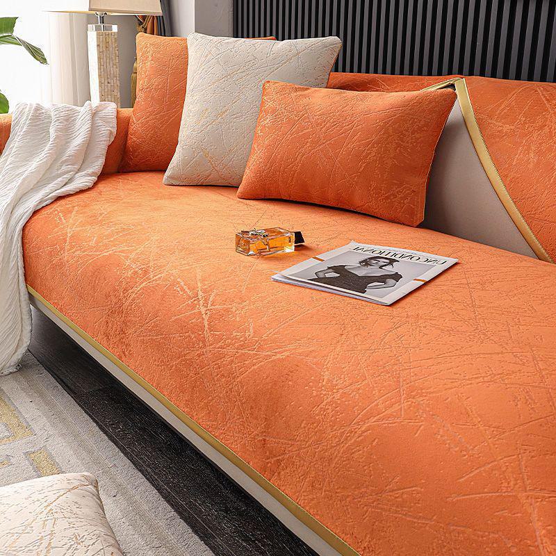 Роскошный чехол для диванной подушки из натуральной кожи с противоскользящим покрытием - всесезонный современный стиль 70120cm per piece оранжевый 2519₽
