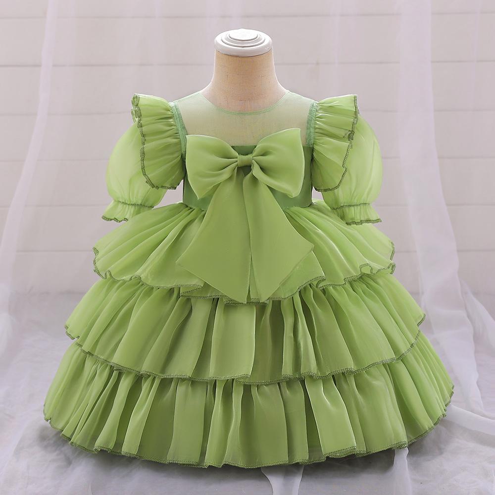 Neugeborene Kleinkind Kleidung Taufe Prinzessin Party Kostüm Baby Mädchen Kleidung Festzug Große Schleife 1. Geburtstag Kleid Für Kurzarm Kleider