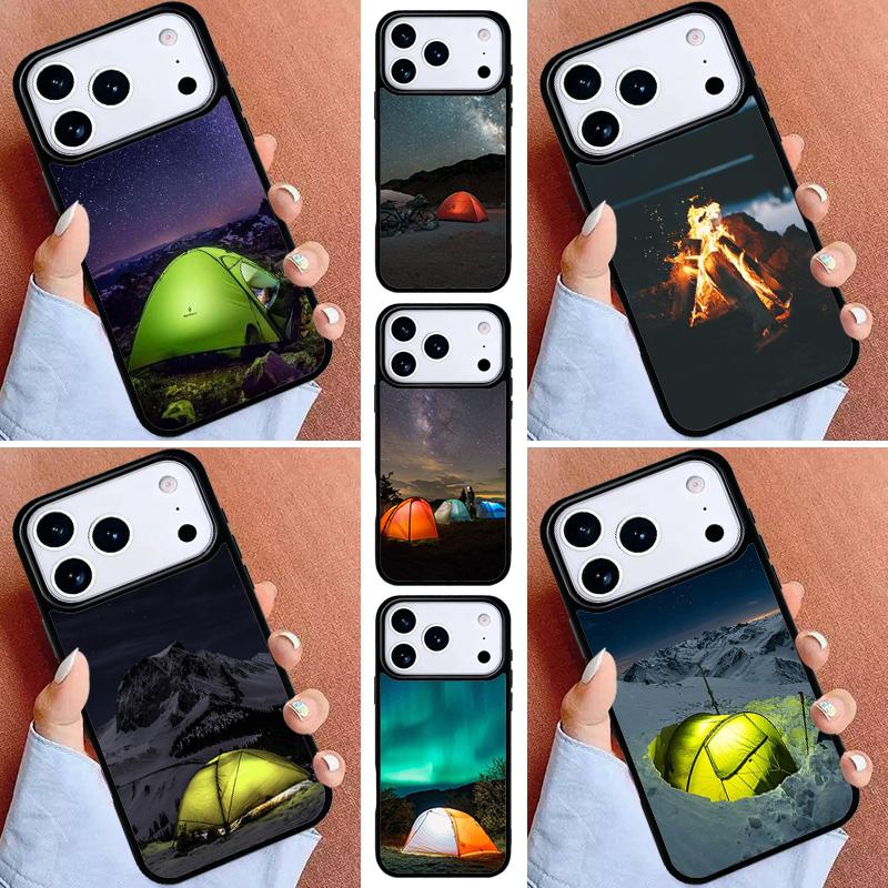 Camping Nature Mountain Phone Case for iPhone 16e 15 14 13 12 17 Pro Max Plus Air 17pro Cover Coque