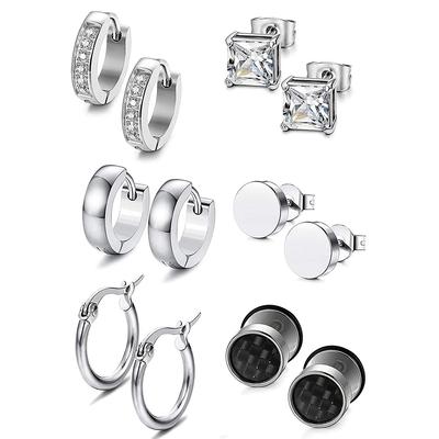 Bluelans Earrings Steel Earrings Pairs Stainless Unisex Jewelry Huggie Stud 6