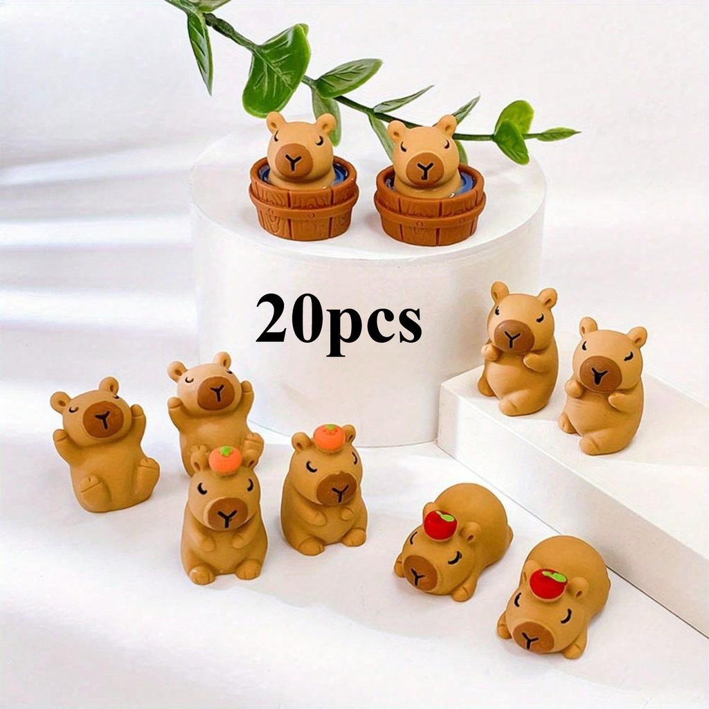 10/20/30Pcs Capybara Figurines Mini Capybara Tiny Resin Capybara Capybara Gifts Little Capybara Miniature Animal Craft Decor ,Random Color