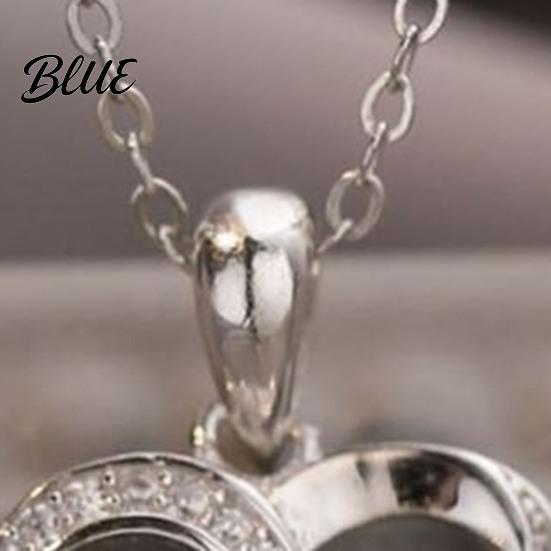 Colorful Stone Pendant Faux Crystal Heart Infinity Necklace Sparkly Rhinestone
