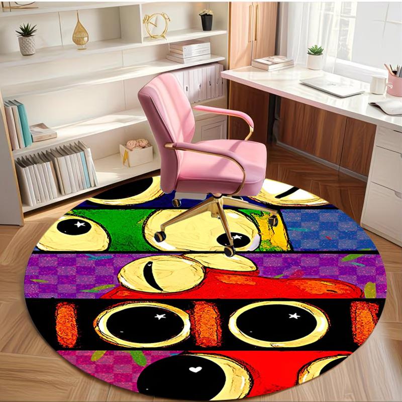 Game Rainbow Friends Print Round Rug, Washable Floor Carpet, For Entryway Dorm Laundry Room Office Study, Home Decor Birthday Christmas Gift