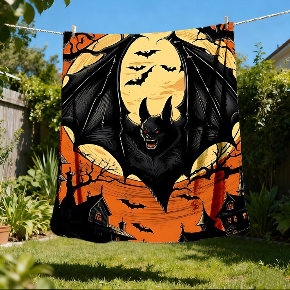 1pc Bat, Spooky Night Outdoor Blanket, Soft And Comfortable Blanket, Casual Warm Outdoor Blanket, Good Birthday Gift Yy251201139