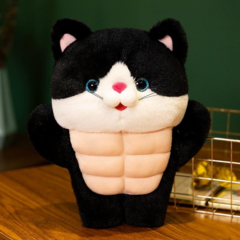 Cute Fitness Cat Doll Plush Toy Muscle Kitten Doll Children Accompany Pillow Rag Doll